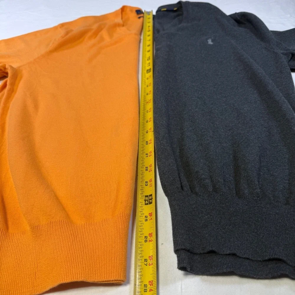 Lot of 2 Polo Ralph Lauren V‎ Neck Sweaters Pima Cotton Men's Size Large